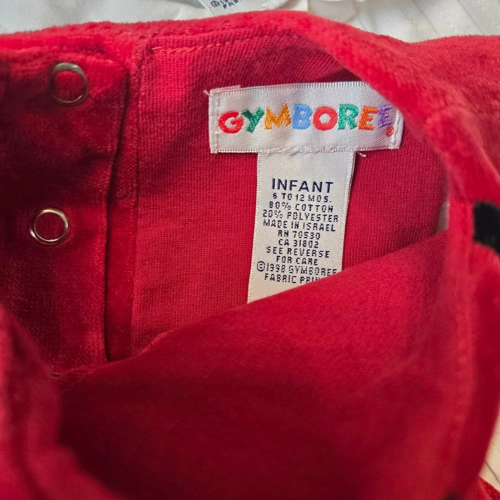 Vintage 1998 Gymboree Red Velvet Dress Set Beret Hat Blouse Infant 6-12 Months